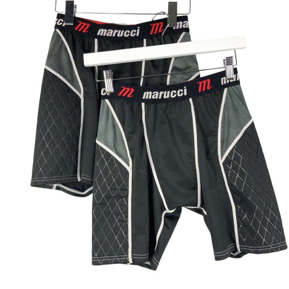 Marucci Black Padded Slider Shorts Medium Pull On Elastic Waistband Padded Thigh